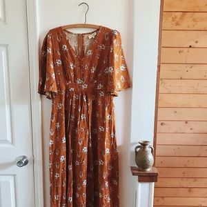 NWT ROOLEE Carol Floral Midi Dress S
